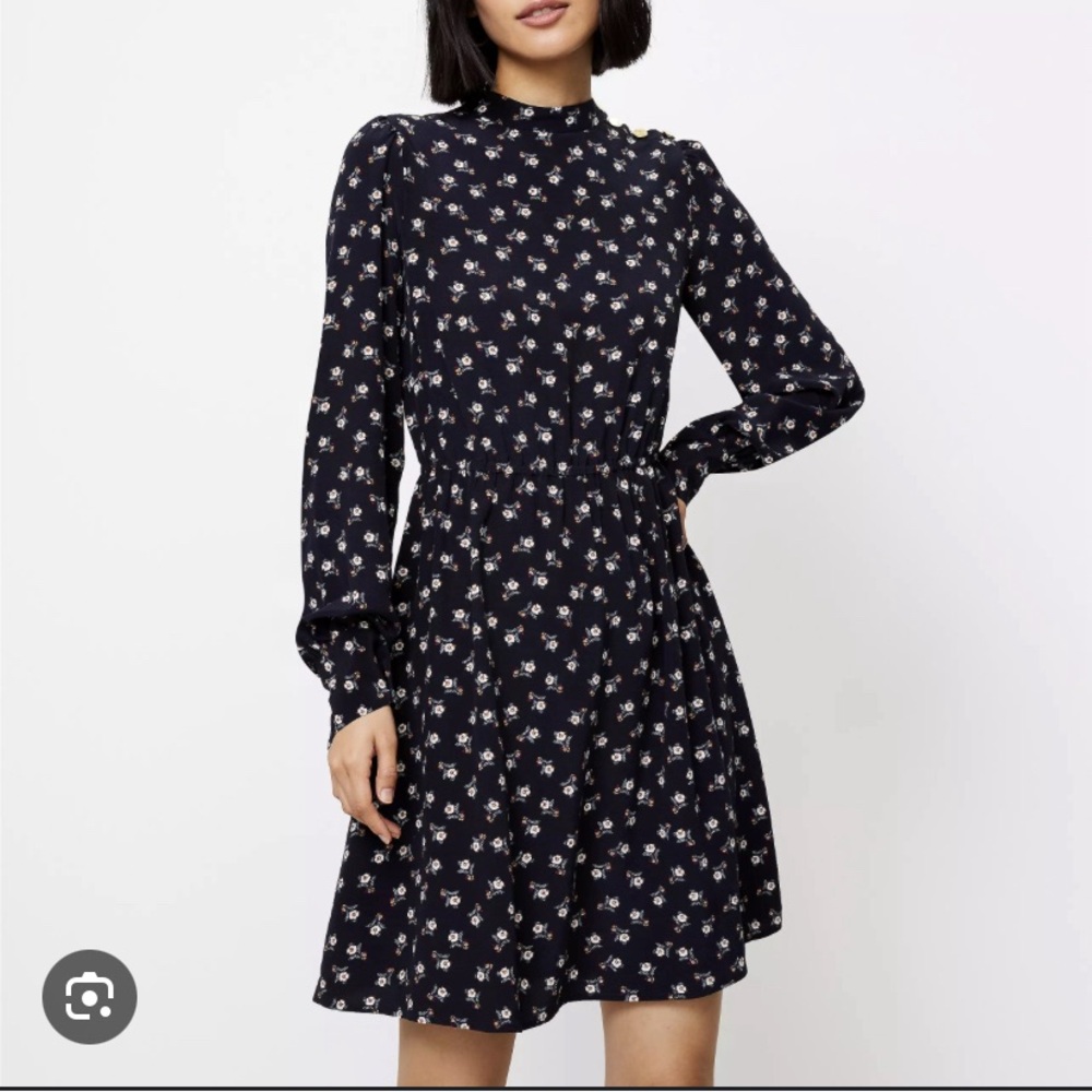FINAL Floral Shoulder Button Flare Dress